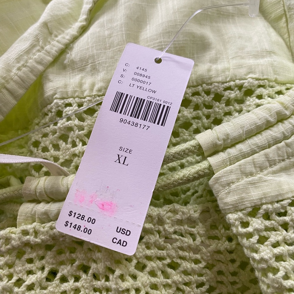 By Anthropologie Sheer Lace Tiered Midi Dress XL new with tag YELLOW - Picture 9 of 9